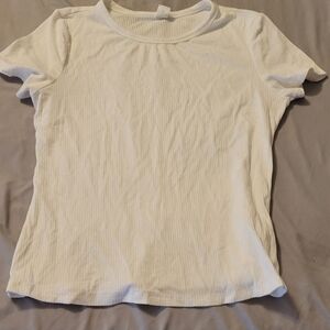 Classic White Ribbed Girl's Top